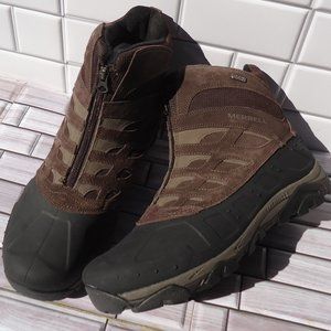 SIZE 12. MERELL insulated waterproof zip up front suede boot.